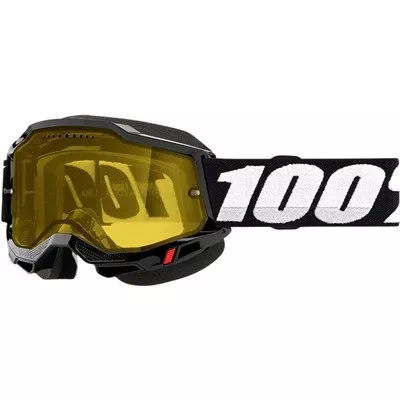 100% Accuri Snow Goggle - Black/Yellow Vented Dual Lens