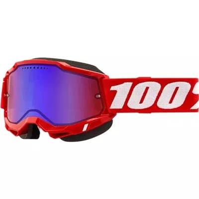 100% Accuri Snow Goggle - Red/Mirror Red/Blue Lens
