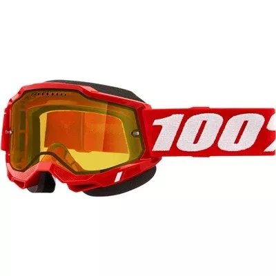 100% Accuri Snow Goggle - Red/Yellow Vented Dual Lens