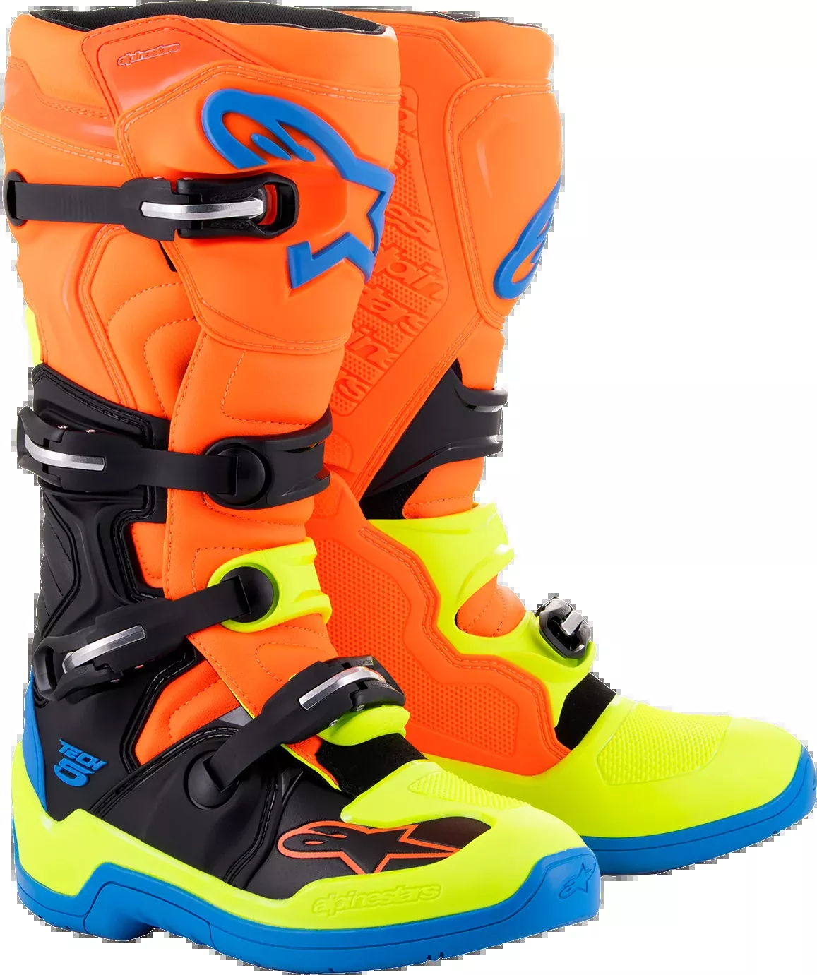 ALPINESTARS Tech 5 Boots - Orange Fluorescent/Blue/Yellow Fluorescent - US 10 2015015-4755-10