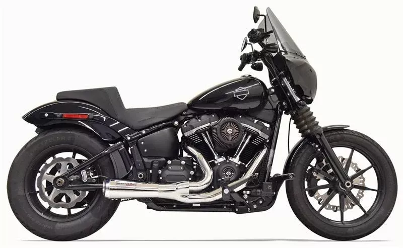 Bassani 1S73 Road Rage 2:1 Exhaust System Chrome Short Megaphone Softail 18-Up