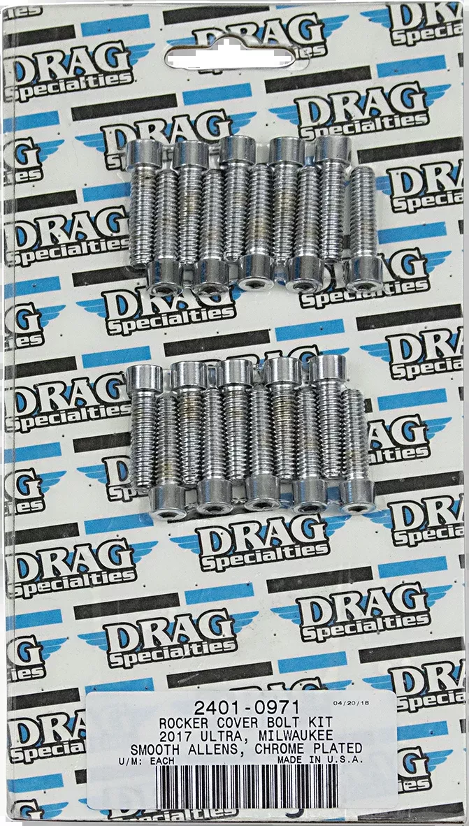 Bolt Kit M8 Rocker Cover Smooth All Chrome
