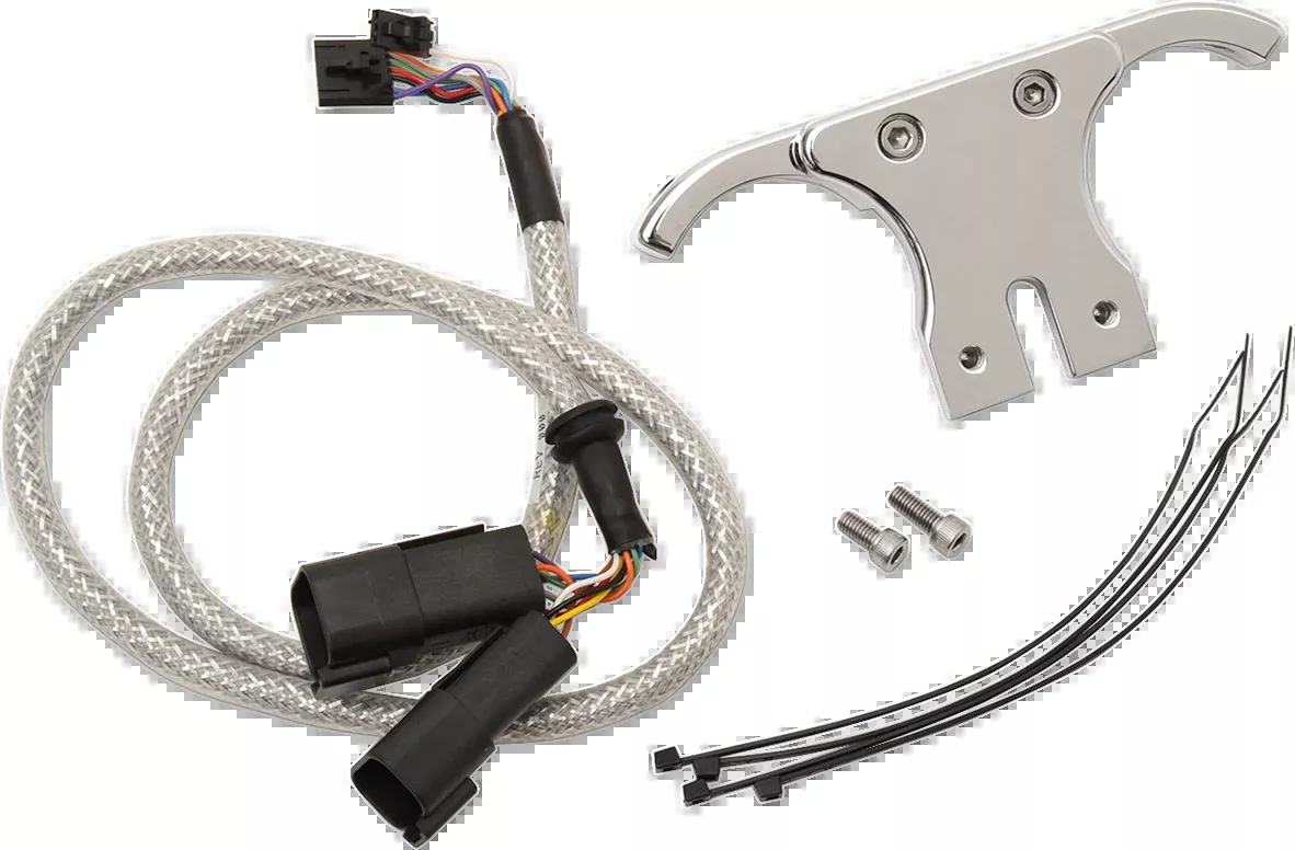 Chrome Handlebar Clamp Mount with T-Bar Drag Bar - Includes Wiring Harness
