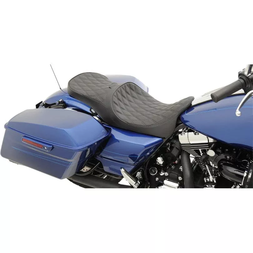 Drag Low Profile Double Diamond Touring Seat Driver Backrest Provision Harley FL