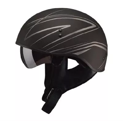 GMAX 2019 Graphics Torque Flat GM65 Naked Half Helmet- Black/Silver