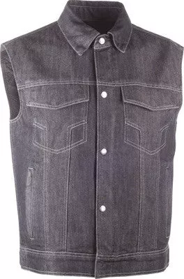 Highway 21 2019 Iron Sights Denim Vest Traditional Collar -Black