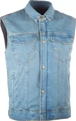 Highway 21 2019 Iron Sights Denim Vest Traditional Collar -Blue
