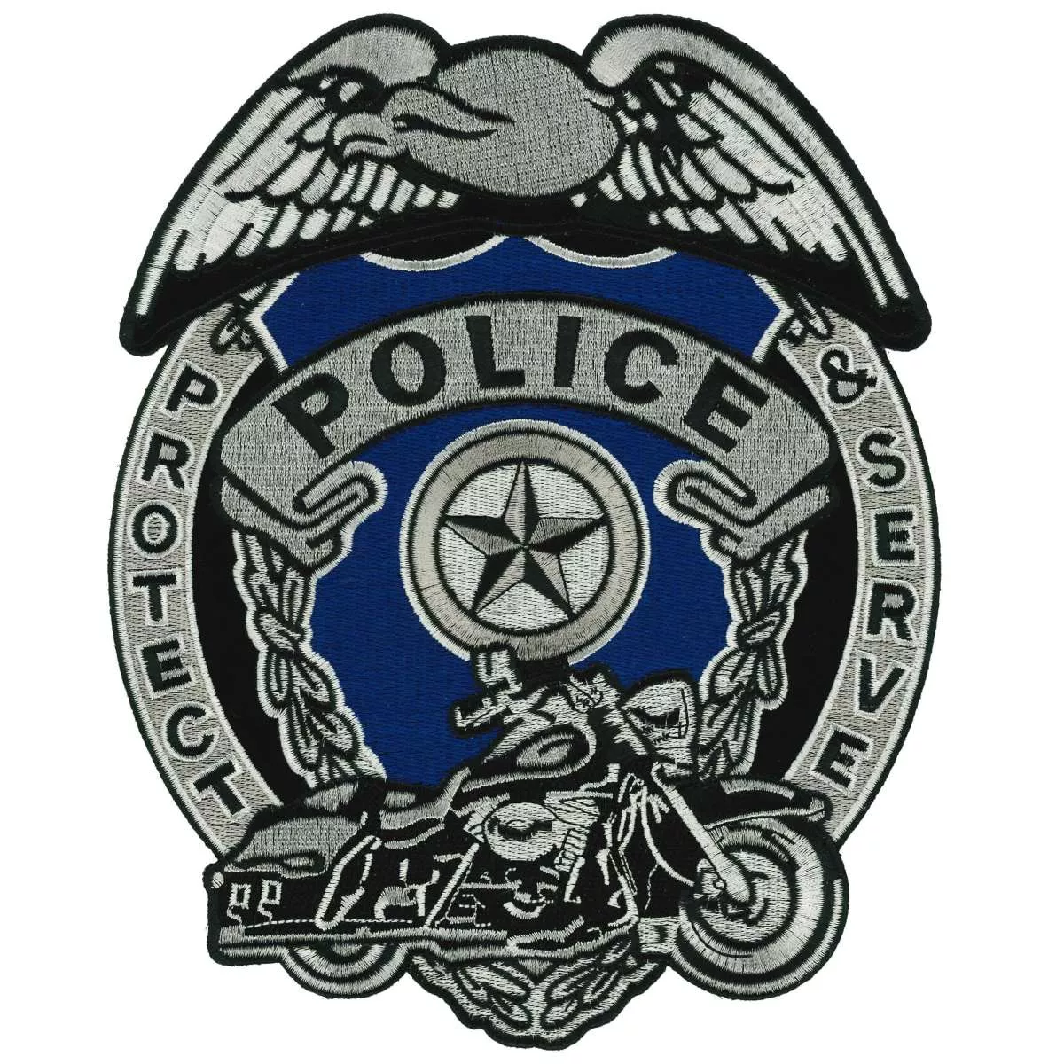 Hot Leather Police Badge 10" Patch PPA3117