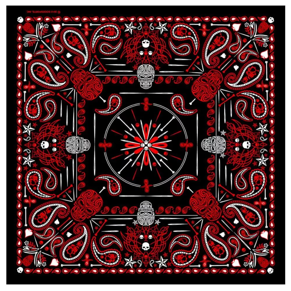 Hot Leathers BAB1070 Red Paisley Skulls Bandana