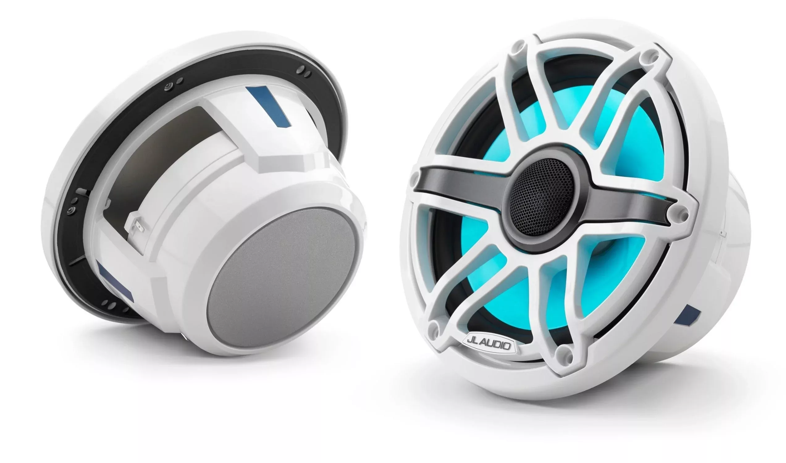 JL Audio 7.7-Inch Marine Coaxial Speakers W/Transflective LED Gloss White Sport Grille