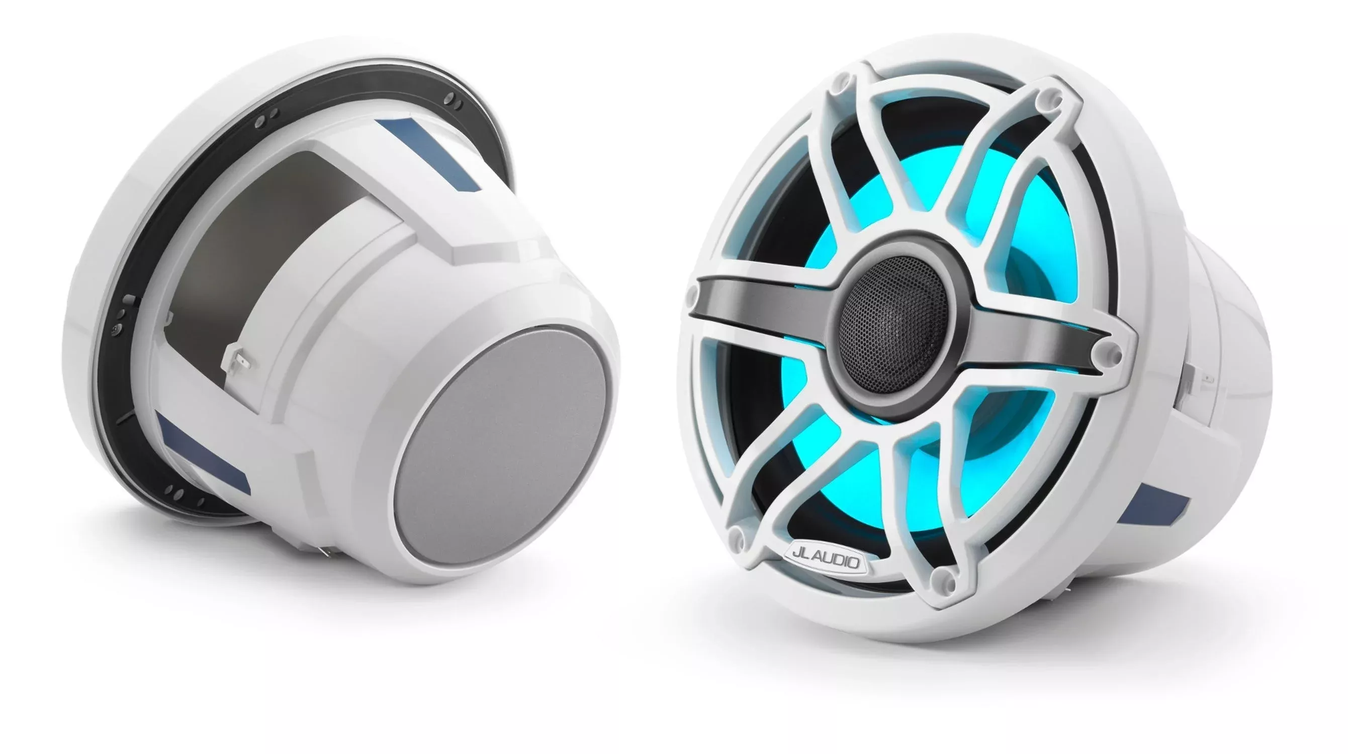 JL Audio 8.8-Inch Marine Coaxial Speakers W/Transflective LED Gloss White Sport Gille