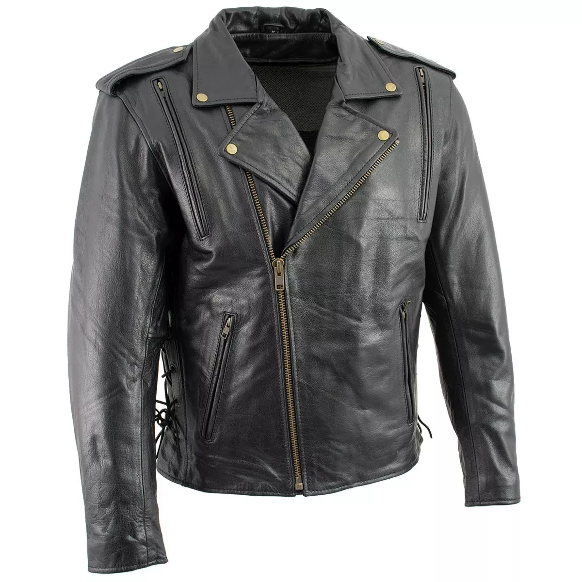 Milwaukee Leather LKM17004 Men's Classic Premium Black Vented Motorcycle Leather Biker Riders Jacket