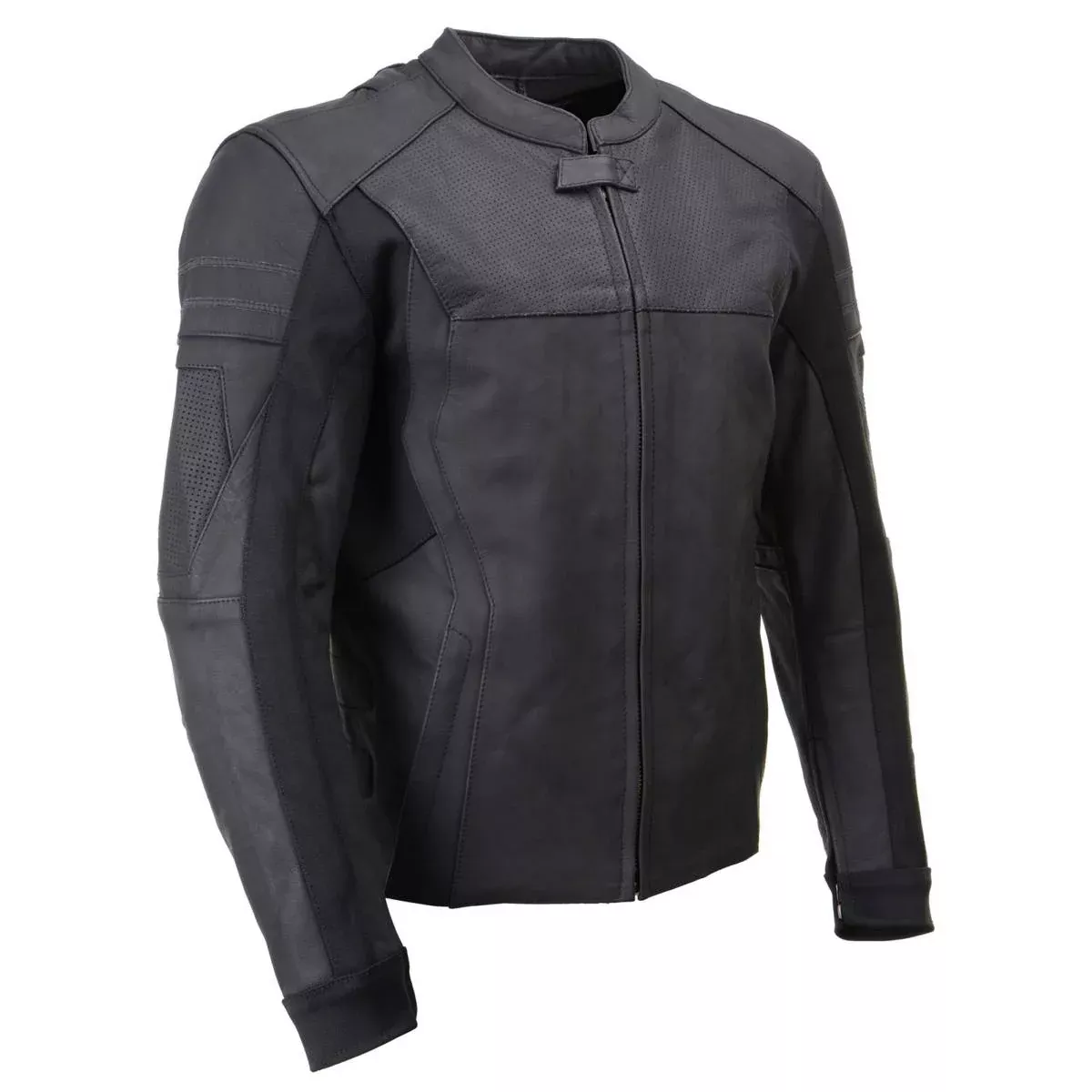 Milwaukee Leather LKM17014 Men's Matte Black Premium Leather Protective Motorcycle Racing Style Biker Jacket w/ CE Armor
