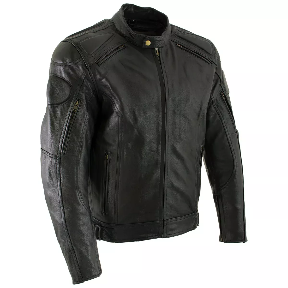 Milwaukee Leather Men's Premium Black Leather Racer Style Motorcycle Jacket with CE Armor - LKM17005