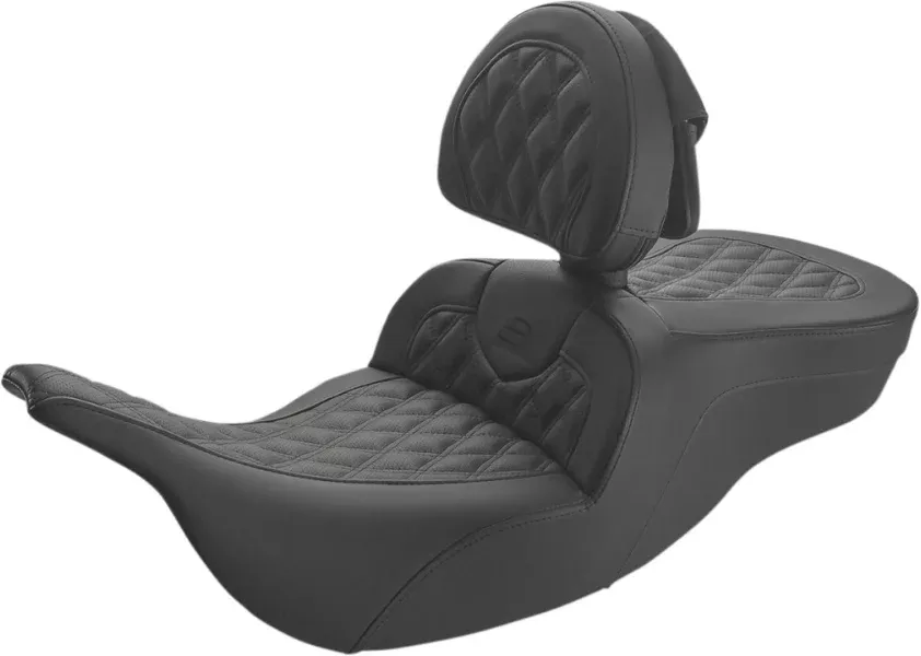 Saddlemen Roadsofa Lattice Stitched 2-Up Seat w/ Driver Backrest Harley 97-07
