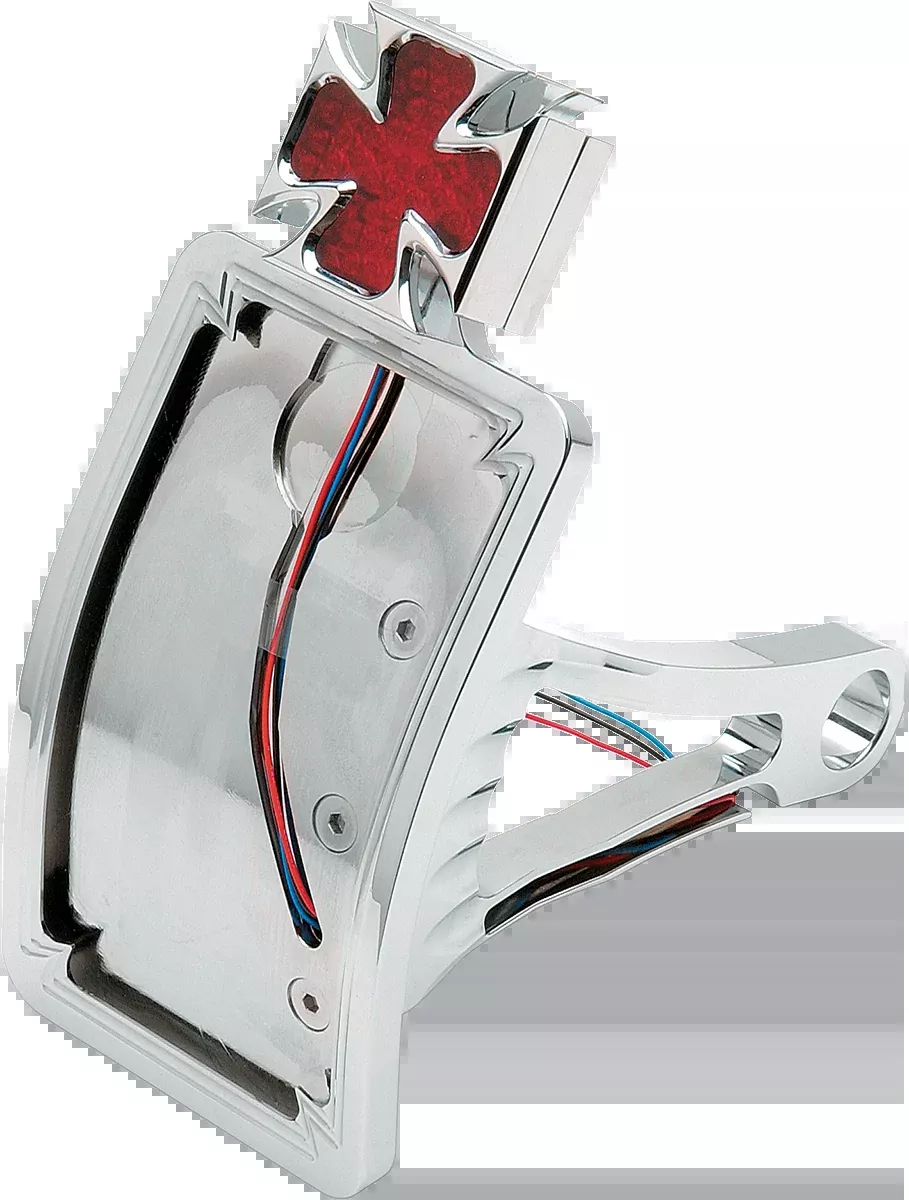 Side Mount Taillight /License Plate Mount - Curved Vertical - Maltese Cross