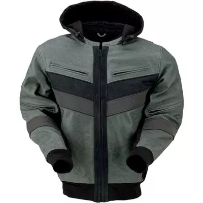 Z1R Thrasher Leather Jacket - Grey/Black