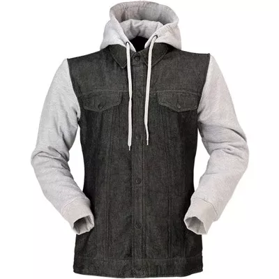 Z1R Womens Denim Riding Hoodie - Black/Grey