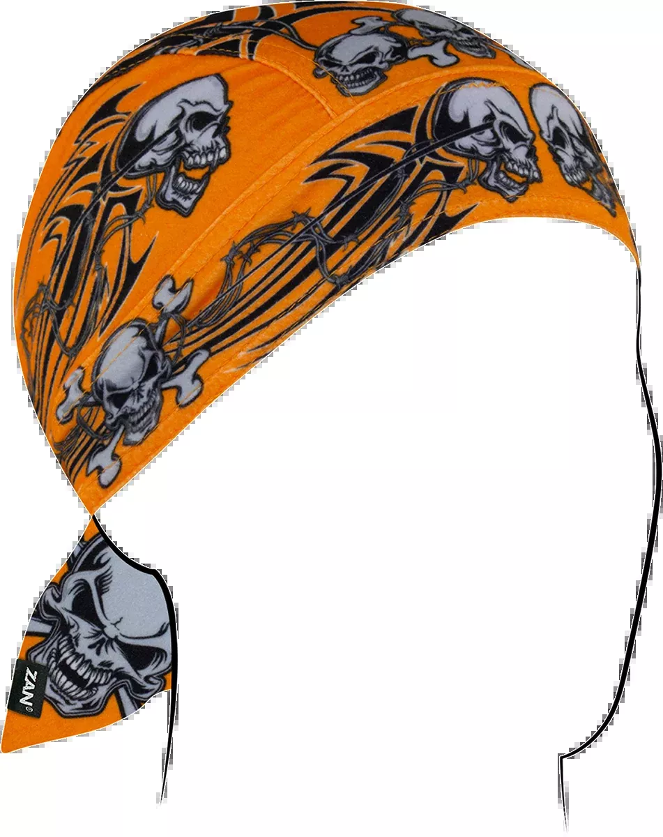 ZAN HEADGEAR SportFlex Flydanna Orange Tribal Skull ZL669