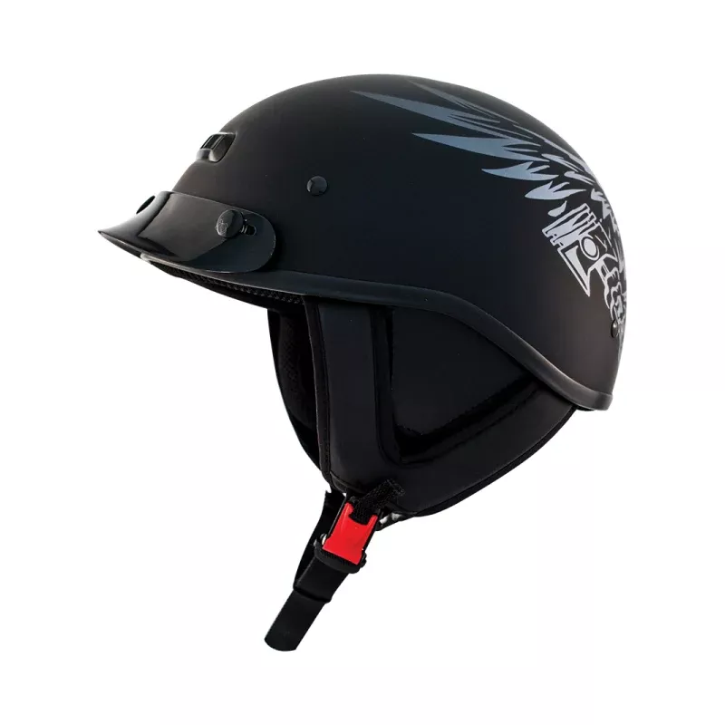 ZOX ST-225B ‘Alto Custom' Eagle Silver Motorcycle Half Helmet